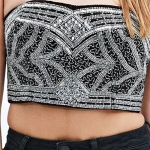 Kimchi Blue Black and Silver Embellished Crop Top